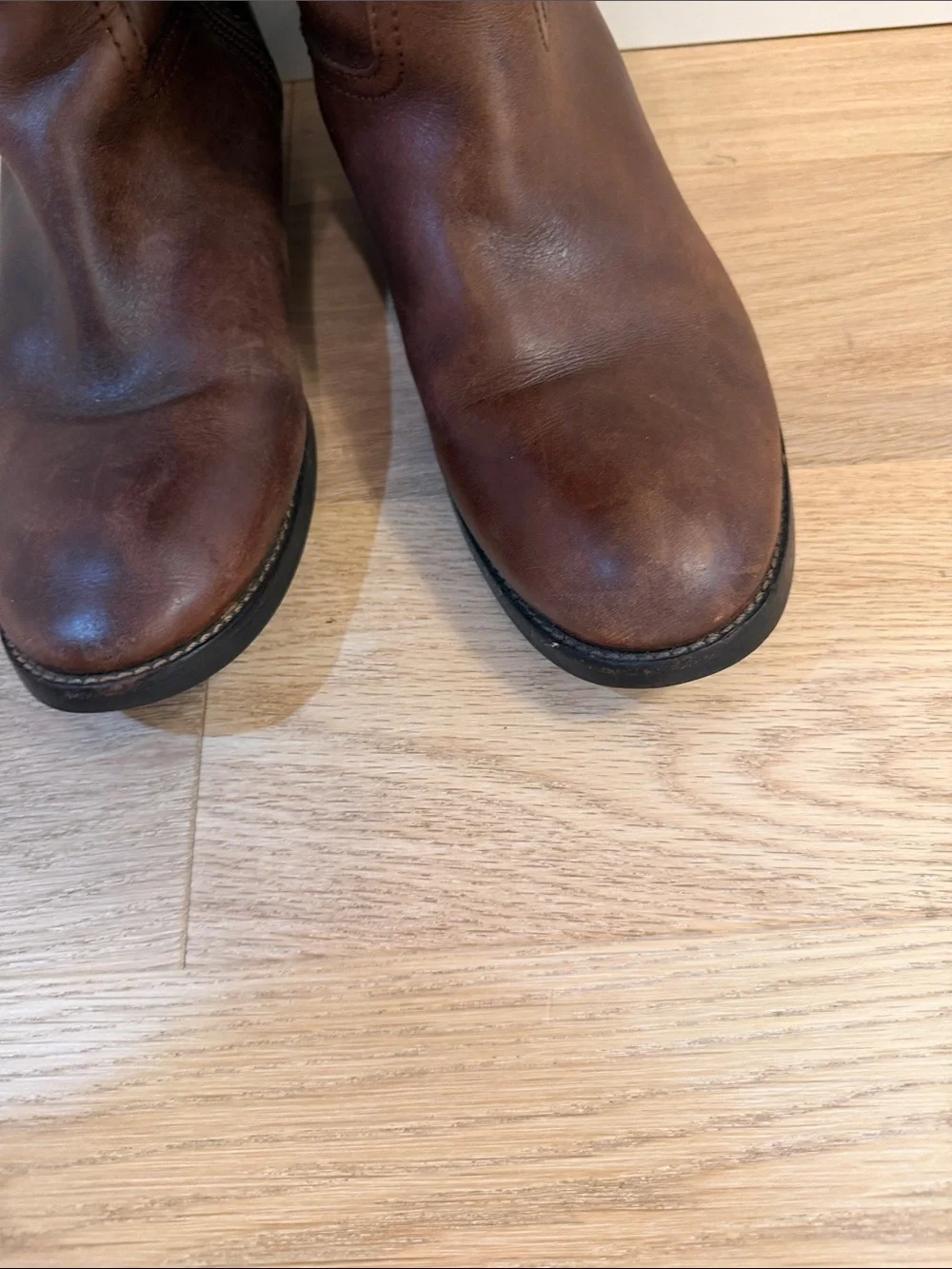 Tory Burch Kiernan Brown Leather Riding Boots with Gold Logo